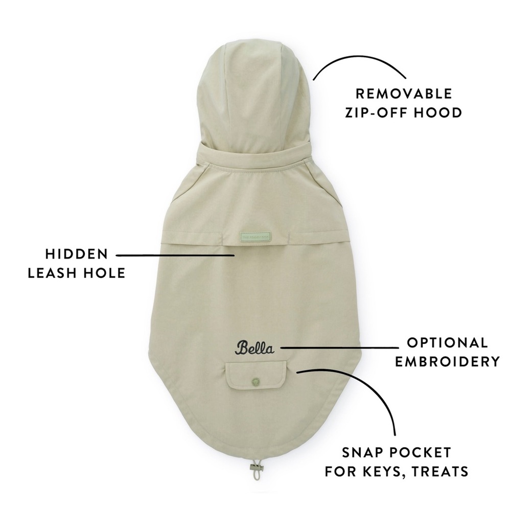 The Foggy Dog Sage Raincoat | Size: Small | Embroidered “Vincent”